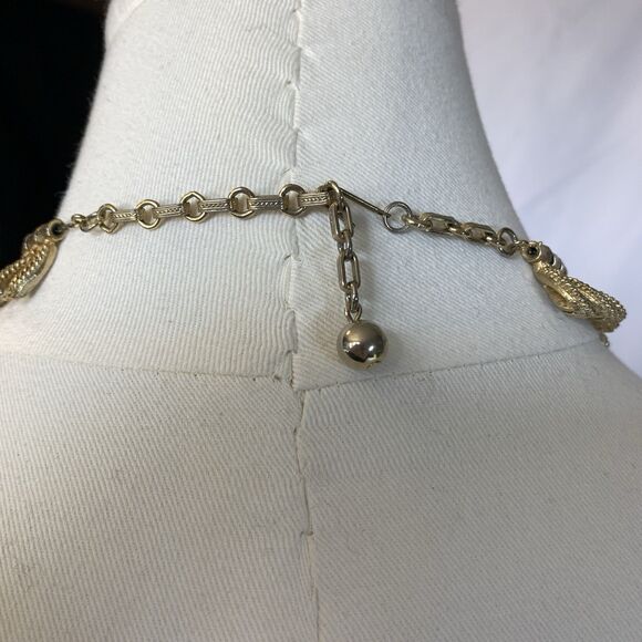 Vintage Estate Women's MCM Gold Tone Cleopatra Collar Fringe Bib Necklace 60s - Picture 6 of 7
